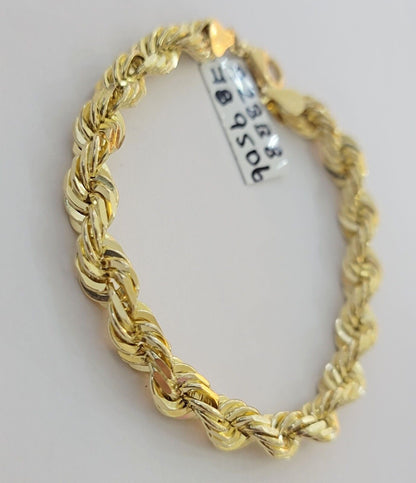 Solid 10k Yellow Gold Rope bracelet 7" 7.5" 8" 8.5" 9" Men Women 3mm - 9mm REAL - Reva Jeweler