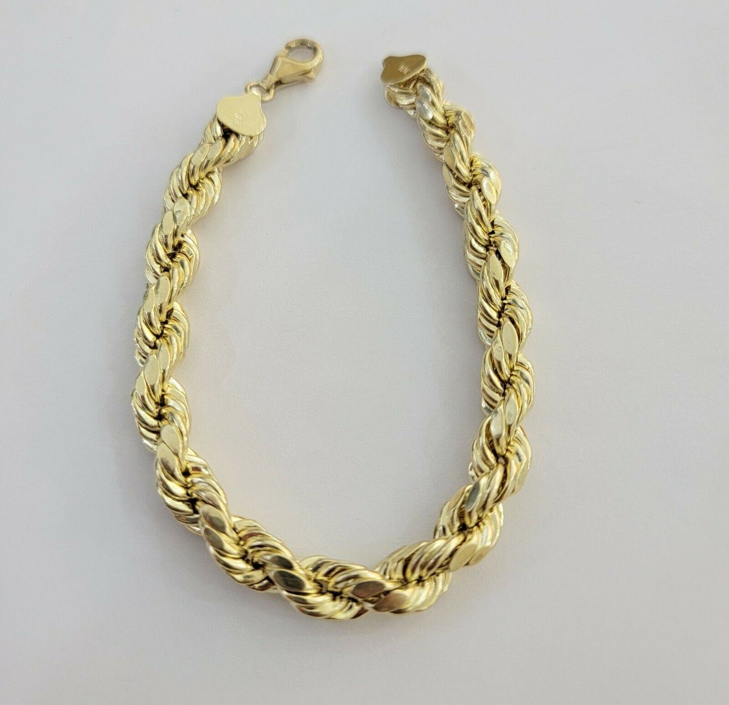 Solid 10k Yellow Gold Rope bracelet 7" 7.5" 8" 8.5" 9" Men Women 3mm - 9mm REAL - Reva Jeweler