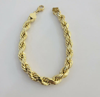 Solid 10k Yellow Gold Rope bracelet 7" 7.5" 8" 8.5" 9" Men Women 3mm - 9mm REAL - Reva Jeweler