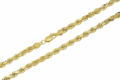 Solid 10k Yellow Gold Rope Chain 1mm - 10mm Diamond Cut Pendant Necklace16" - 30" - Reva Jeweler