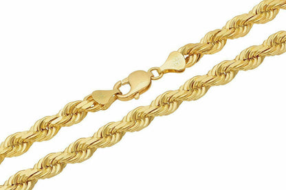 Solid 10k Yellow Gold Rope Chain 1mm - 10mm Diamond Cut Pendant Necklace16" - 30" - Reva Jeweler