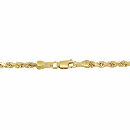 Solid 10k Yellow Gold Rope Chain 1mm - 10mm Diamond Cut Pendant Necklace16" - 30" - Reva Jeweler