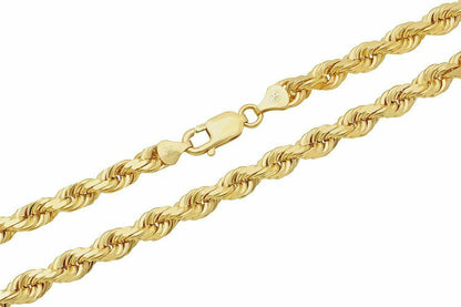 Solid 10k Yellow Gold Rope Chain 1mm - 10mm Diamond Cut Pendant Necklace16" - 30" - Reva Jeweler