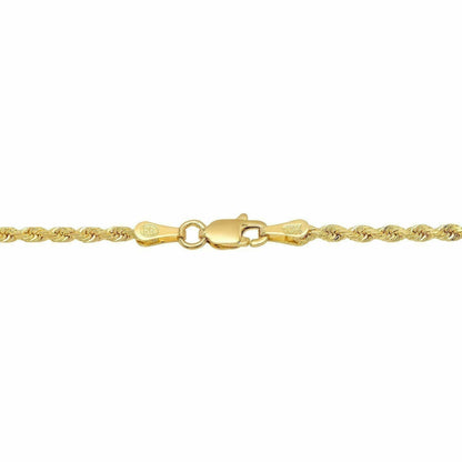 Solid 10k Yellow Gold Rope Chain 1mm - 10mm Diamond Cut Pendant Necklace16" - 30" - Reva Jeweler