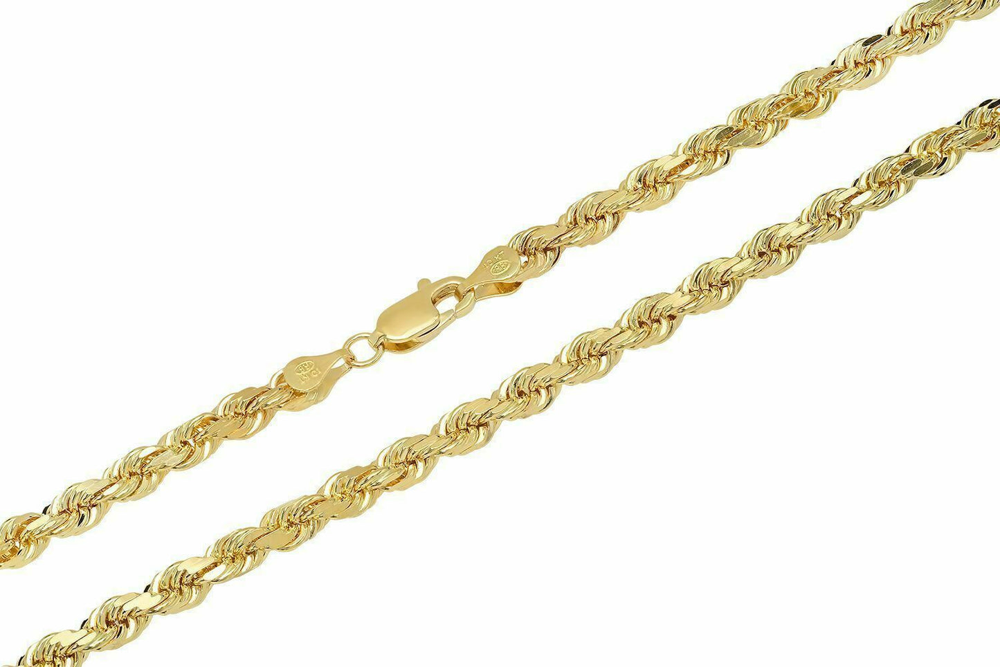 Solid 10k Yellow Gold Rope Chain 1mm - 10mm Diamond Cut Pendant Necklace16" - 30" - Reva Jeweler