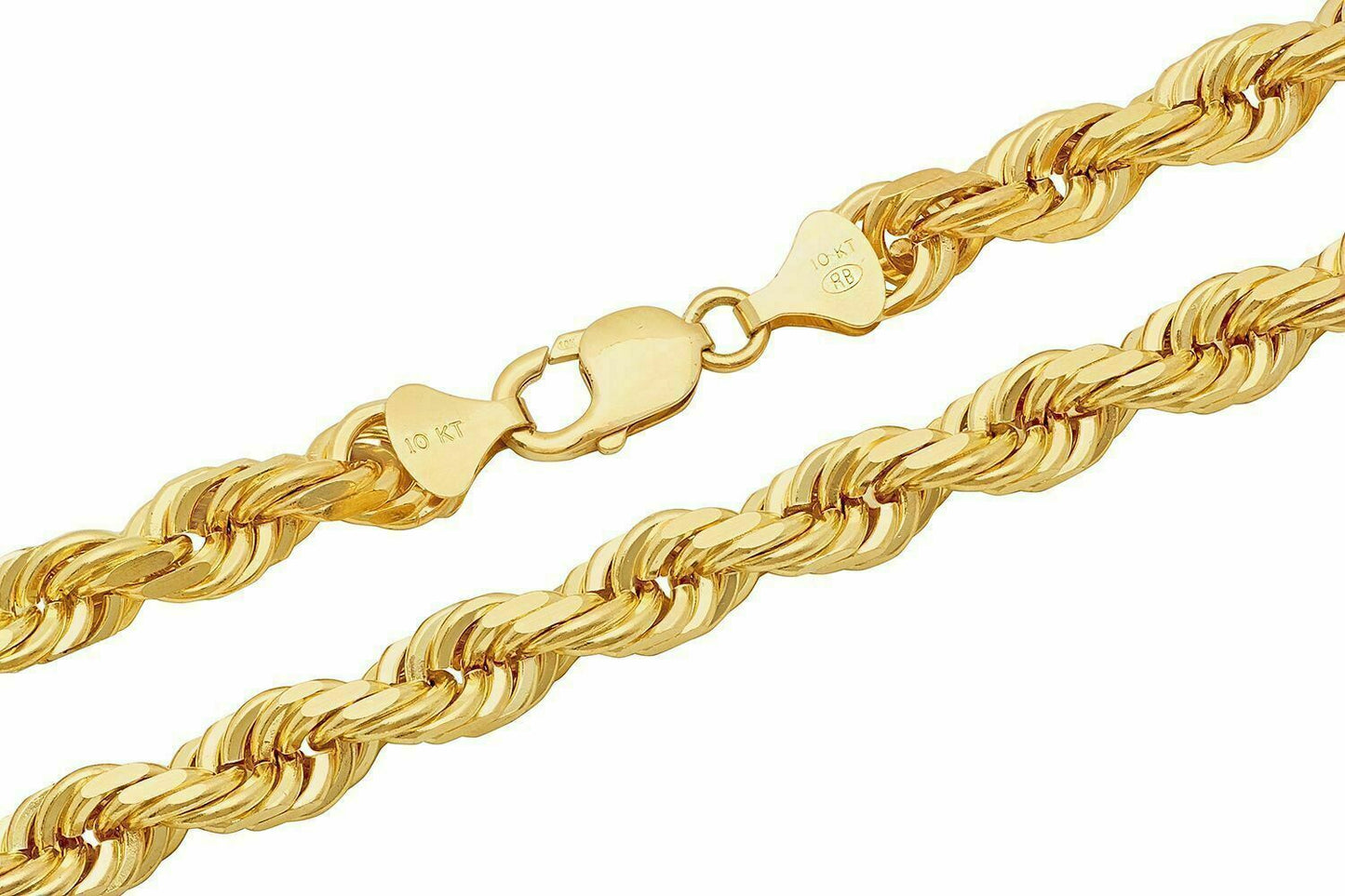 Solid 10k Yellow Gold Rope Chain 1mm - 10mm Diamond Cut Pendant Necklace16" - 30" - Reva Jeweler