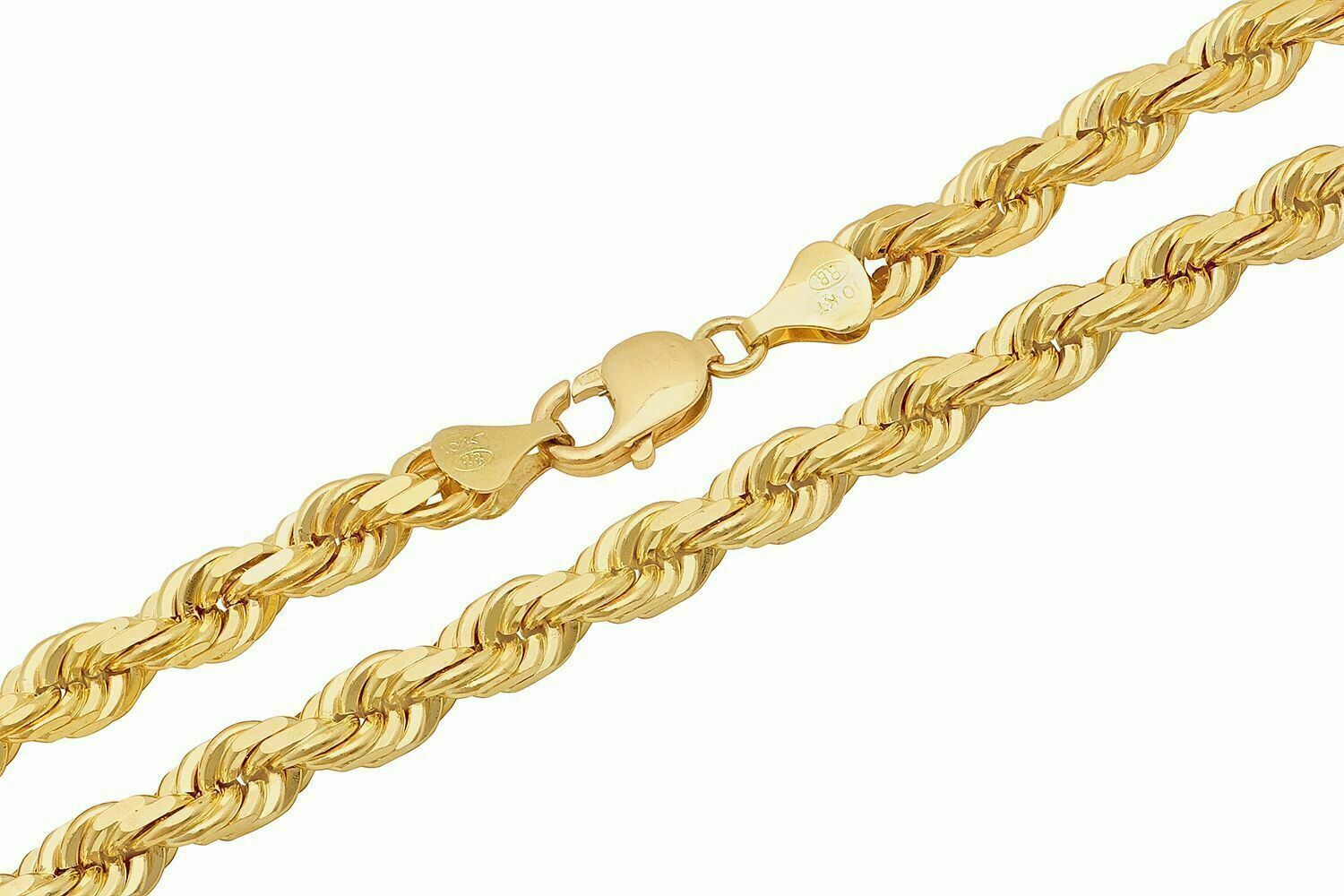 Solid 10k Yellow Gold Rope Chain 1mm - 10mm Diamond Cut Pendant Necklace16" - 30" - Reva Jeweler