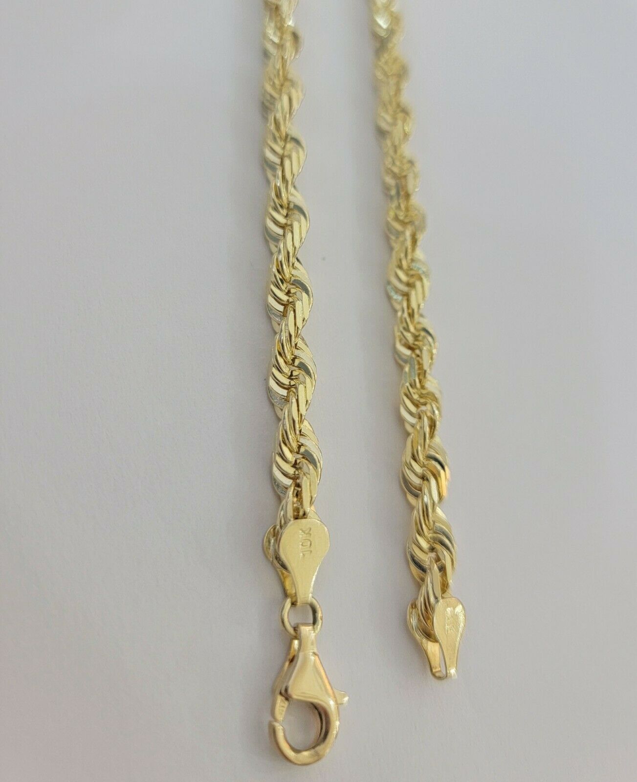 Solid 10k Yellow Gold Rope Chain Pendant Necklace 4mm - 10mm Diamond Cut 18" - 30" - Reva Jeweler