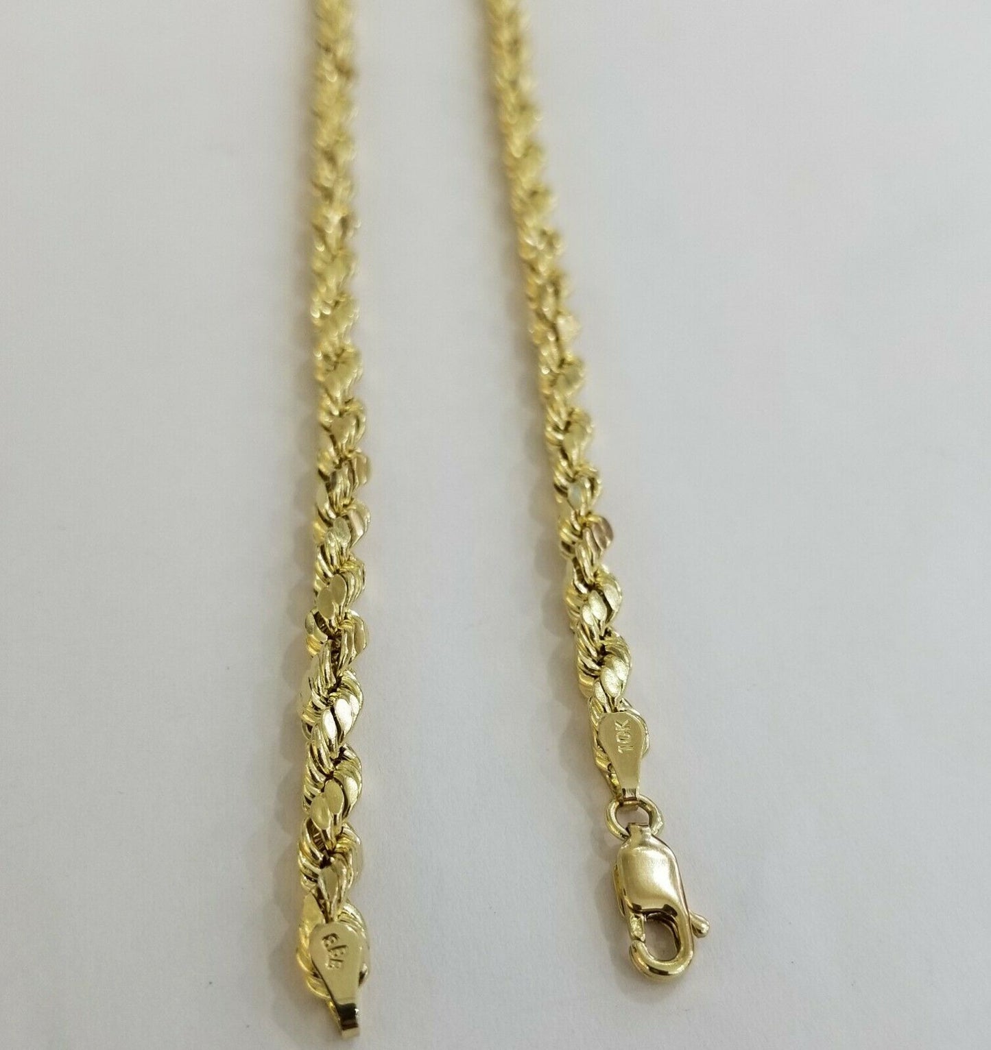 Solid 10k Yellow Gold Rope Chain Pendant Necklace 4mm - 10mm Diamond Cut 18" - 30" - Reva Jeweler