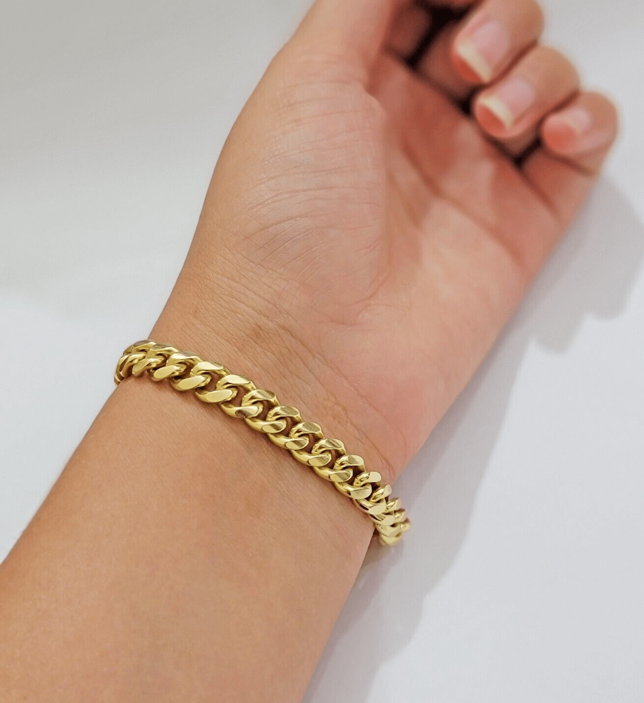 Solid 14k Gold Bracelet 7mm Miami Cuban Link 7.5 Inch Real 14kt Yellow Gold Mens - Reva Jeweler