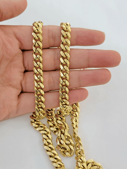 Solid 14k Gold Chain 7mm 22 Inch Miami Cuban Link Necklace HEAVY Real Gold Sale - Reva Jeweler