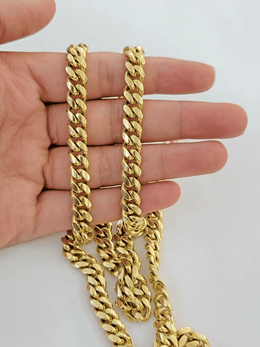 Solid 14k Gold Chain 7mm 22 Inch Miami Cuban Link Necklace HEAVY Real Gold Sale - Reva Jeweler