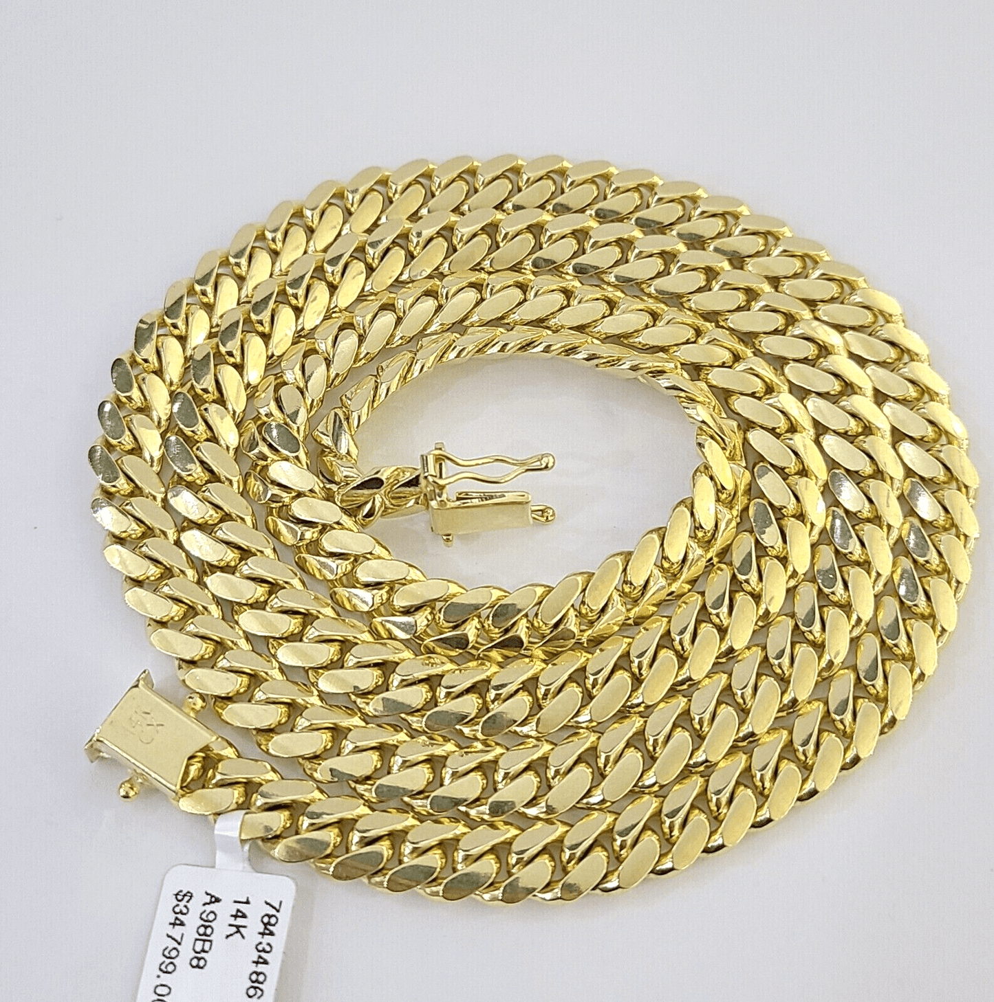 Solid 14k Gold Chain 7mm 22 Inch Miami Cuban Link Necklace HEAVY Real Gold Sale - Reva Jeweler