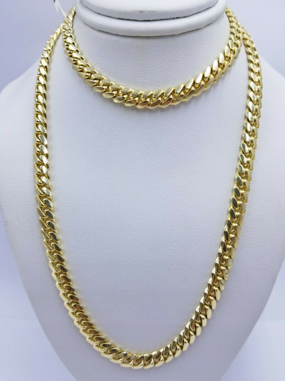 Solid 14k Gold Chain Necklace 22" Miami Cuban Link 6mm men Women 14kt Yellow Gol - Reva Jeweler