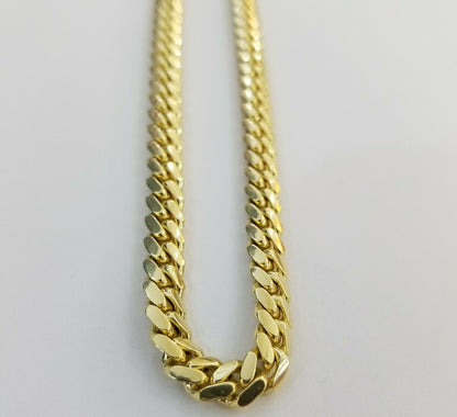 Solid 14k Gold Chain Necklace 22" Miami Cuban Link 6mm men Women 14kt Yellow Gol - Reva Jeweler