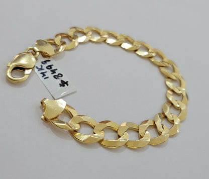 Solid 14k Gold Cuban Curb link Bracelet 8" 13.5mm 14kt Yellow Gold SOLID,Lobster - Reva Jeweler