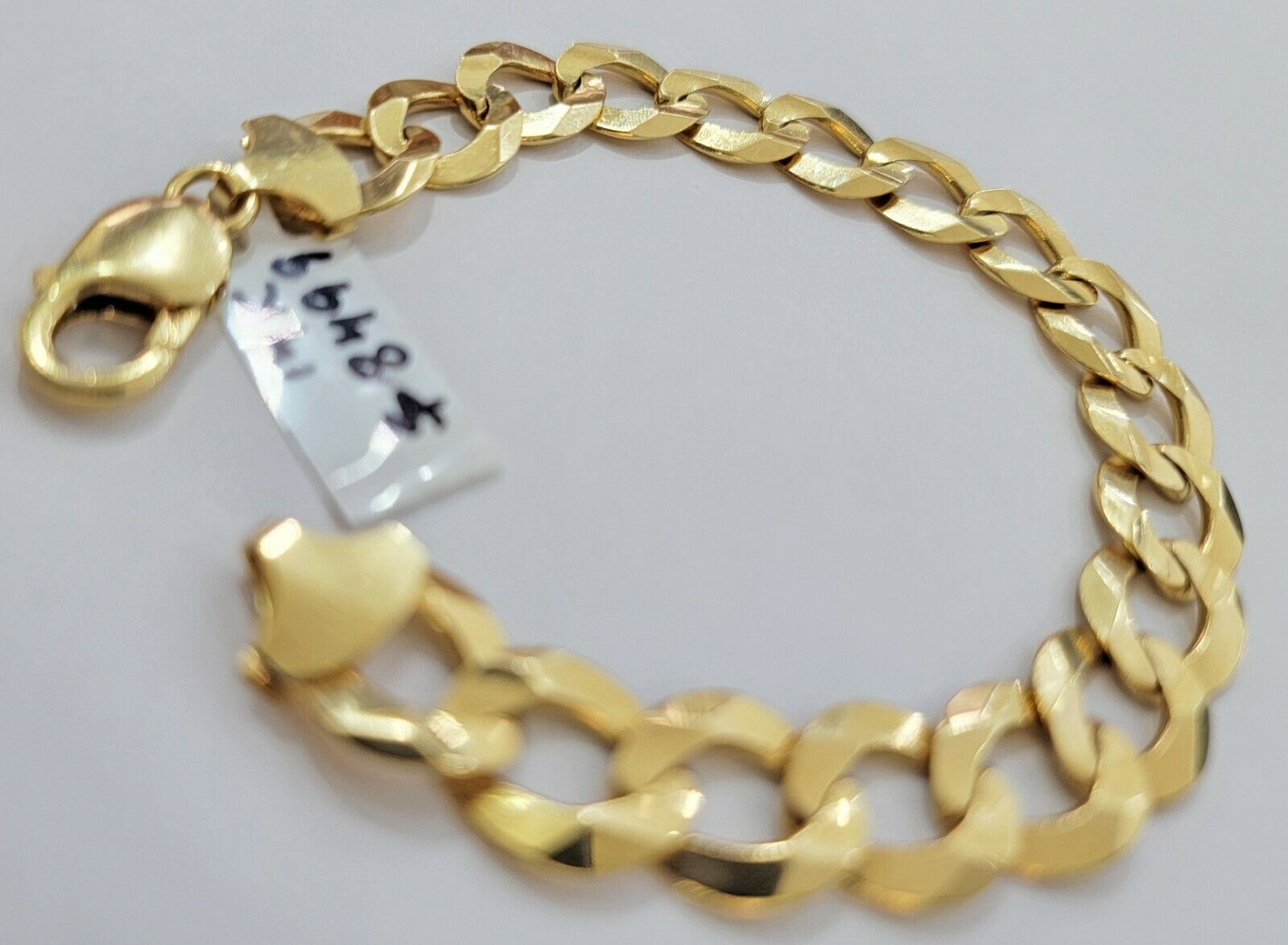 Solid 14k Gold Cuban Curb link Bracelet 8" 13.5mm 14kt Yellow Gold SOLID,Lobster - Reva Jeweler