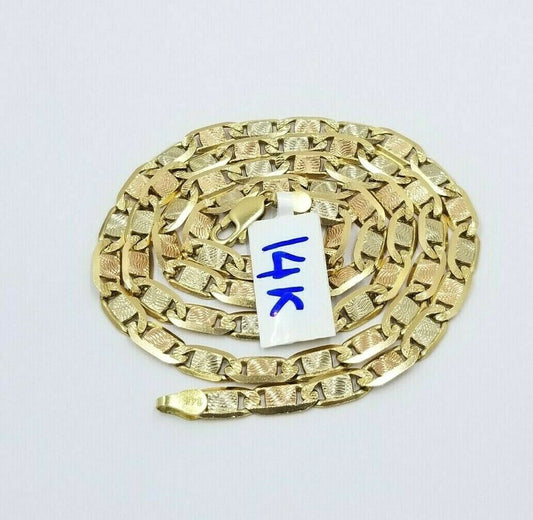 SOLID 14K Gold Necklace Men Women 5mm 18" 20" 22" 24" Heavy REAL 14KT Trio Gold - Reva Jeweler