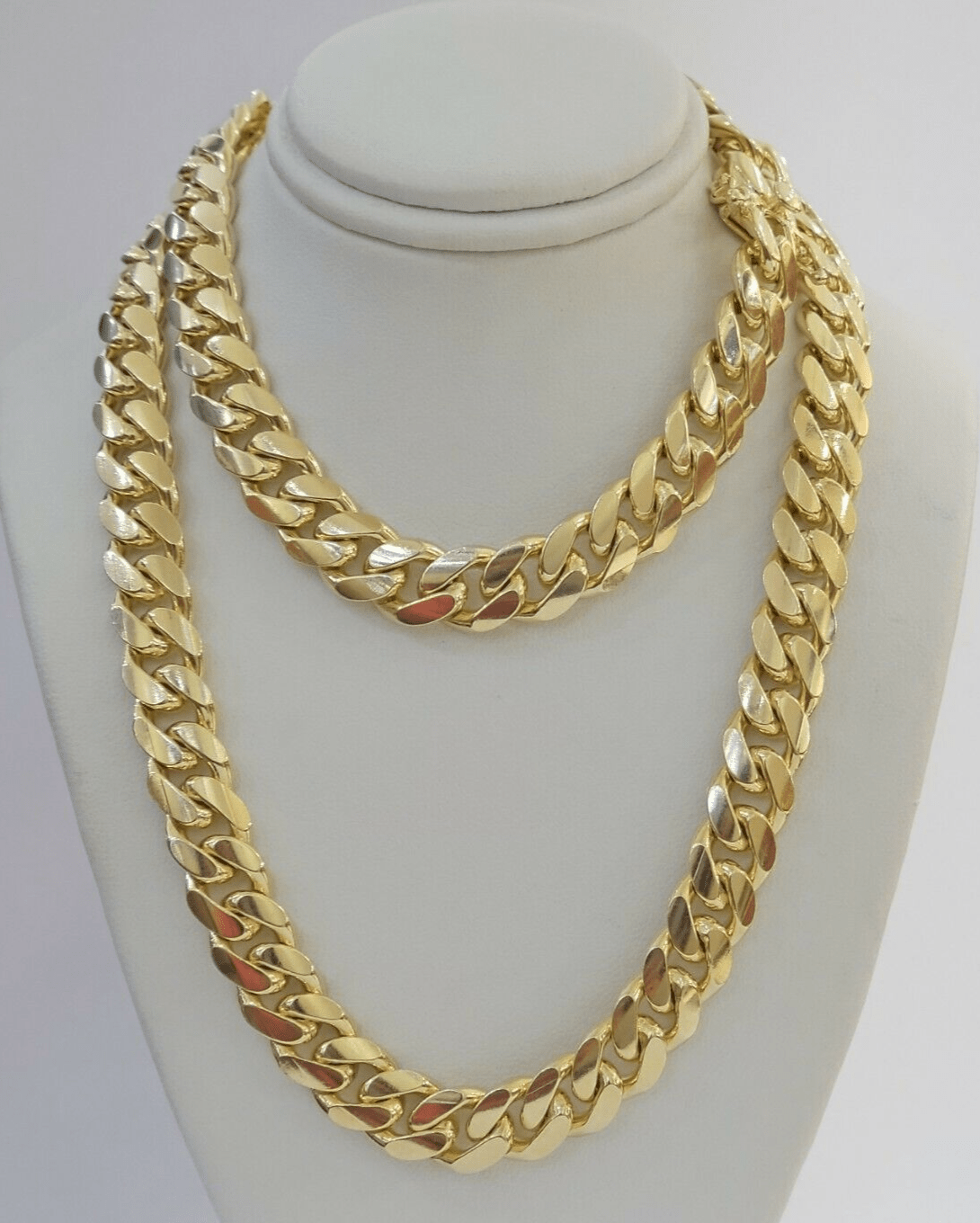 Solid 14k Miami Cuban Link Chain Necklace 9.5mm 14kt Yellow Gold 24" REAL Men's - Reva Jeweler