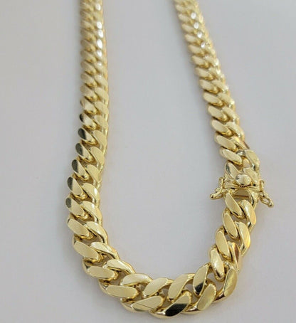 Solid 14k Miami Cuban Link Chain Necklace 9.5mm 14kt Yellow Gold 24" REAL Men's - Reva Jeweler