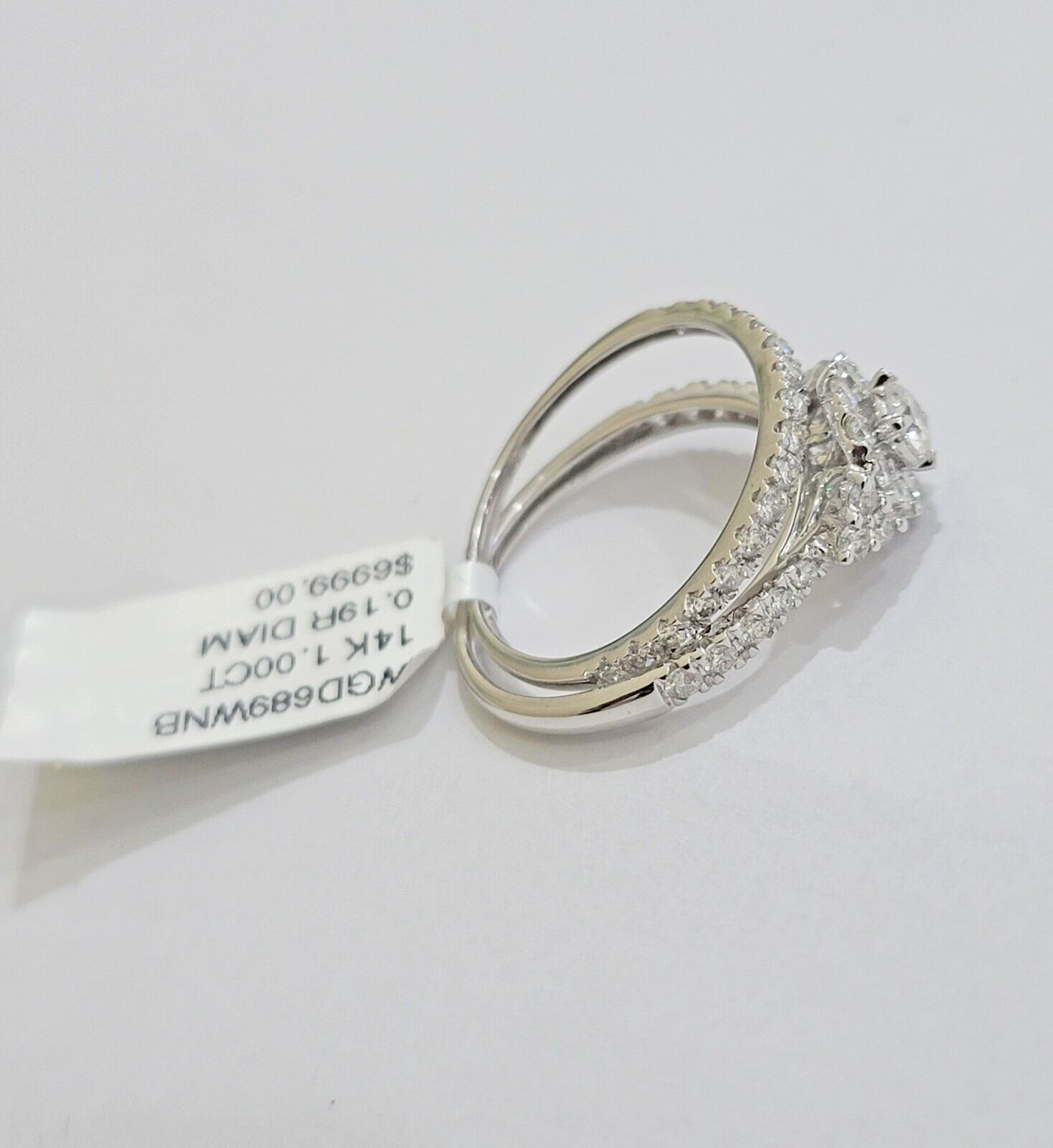 Solid 14k White Gold Diamond Ring Band Set Ladies Wedding Engagement Anniversary - Reva Jeweler