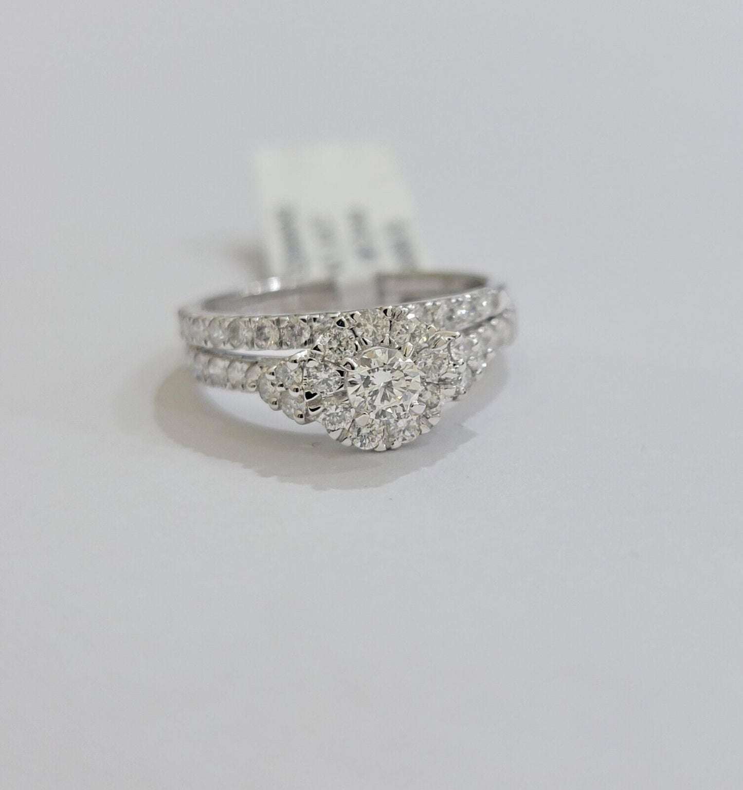 Solid 14k White Gold Diamond Ring Band Set Ladies Wedding Engagement Anniversary - Reva Jeweler