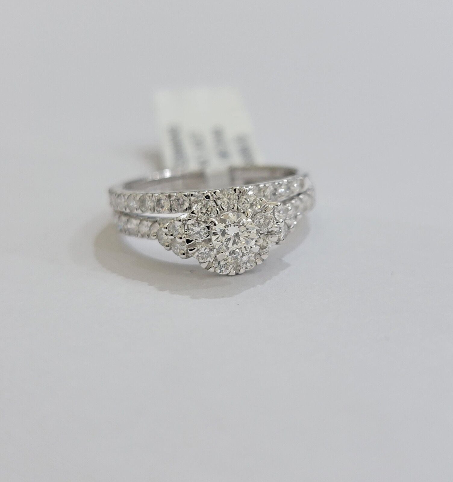 Solid 14k White Gold Diamond Ring Band Set Ladies Wedding Engagement Anniversary - Reva Jeweler