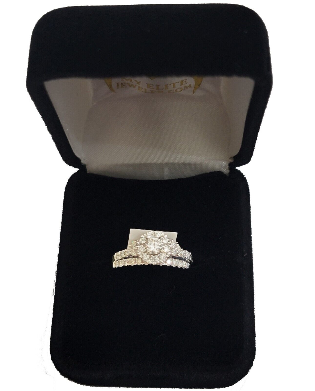 Solid 14k White Gold Diamond Ring Band Set Ladies Wedding Engagement Anniversary - Reva Jeweler