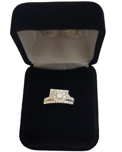 Solid 14k White Gold Diamond Ring Band Set Ladies Wedding Engagement Anniversary - Reva Jeweler