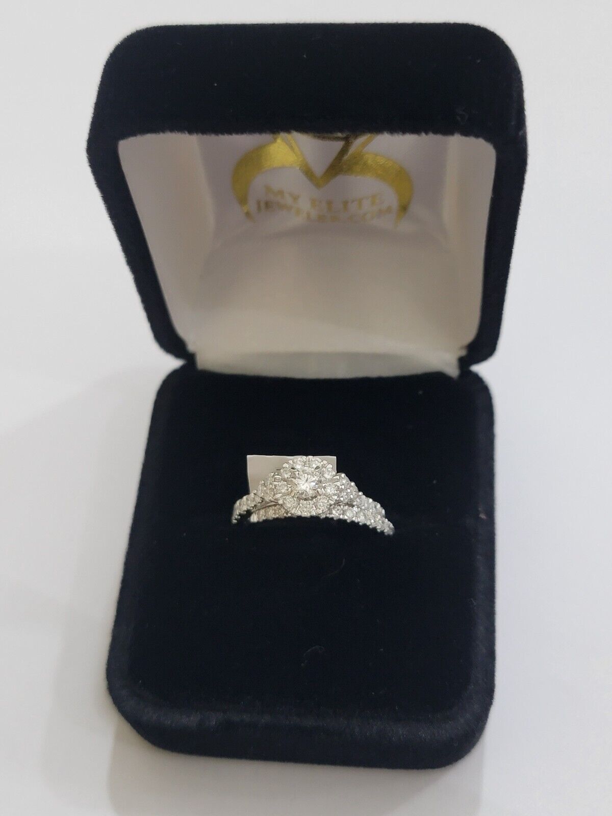 Solid 14k White Gold Diamond Ring Band Set Ladies Wedding Engagement Anniversary - Reva Jeweler