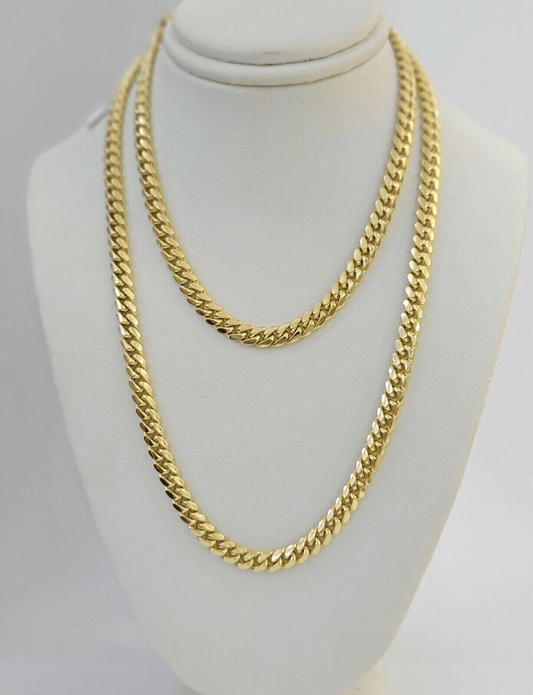 Solid 14k Yellow Gold chain 20 Inch Miami Cuban Necklace 4mm STRONG Links REAL - Reva Jeweler