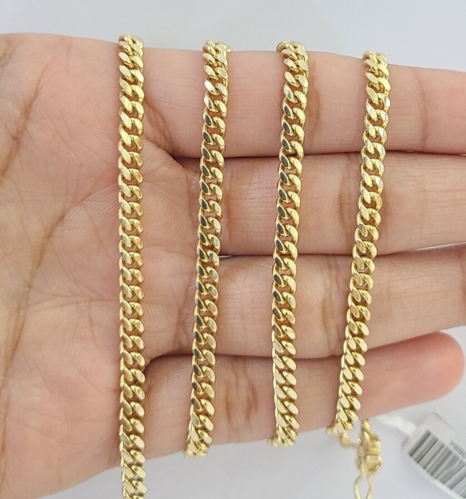 Solid 14k Yellow Gold chain 22 Inch Miami Cuban Necklace 4mm STRONG Links REAL - Reva Jeweler