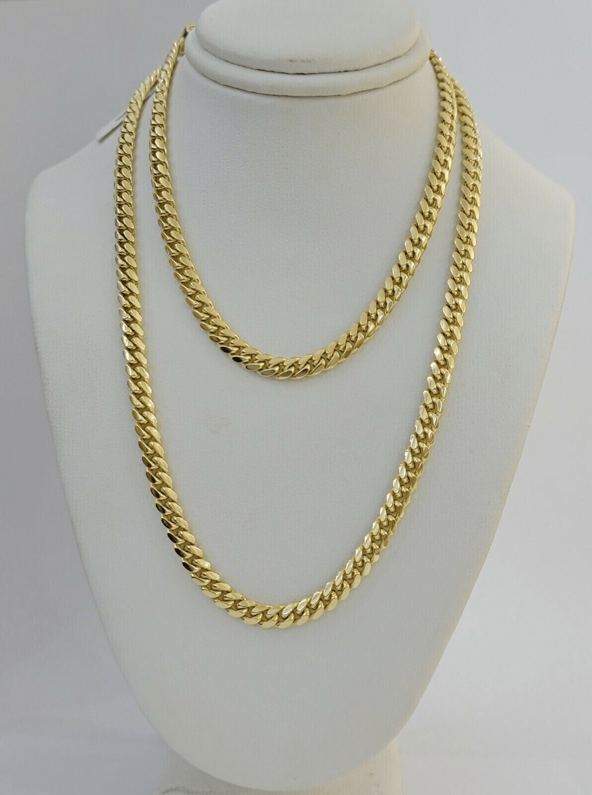 Solid 14k Yellow Gold chain 22 Inch Miami Cuban Necklace 4mm STRONG Links REAL - Reva Jeweler