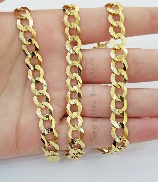 Solid 14k Yellow Gold Cuban Curb Link Chain 9mm Necklace 22" Real Gold Sale - Reva Jeweler