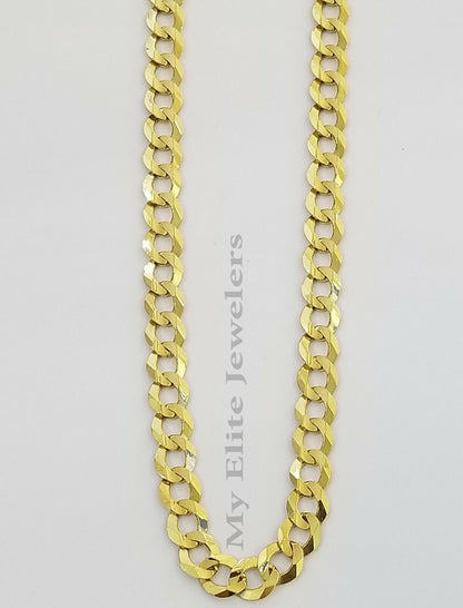 Solid 14k Yellow Gold Cuban Curb Link Chain 9mm Necklace 22" Real Gold Sale - Reva Jeweler