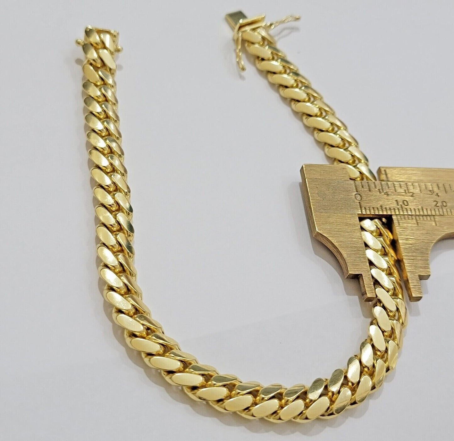 Solid 14k Yellow Gold Cuban Link Bracelet 8mm 7.5 Inch REAL Miami Links Foe Mens - Reva Jeweler
