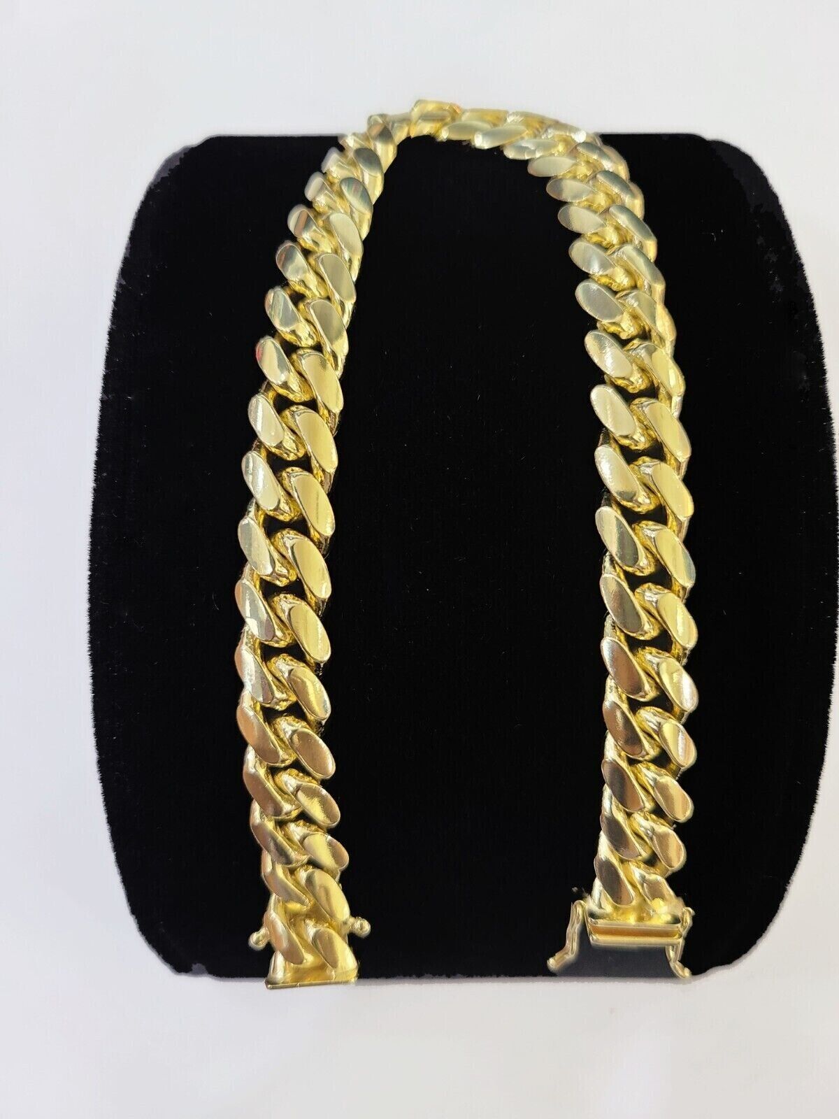 Solid 14k Yellow Gold Cuban Link Bracelet 8mm 7.5 Inch REAL Miami Links Foe Mens - Reva Jeweler