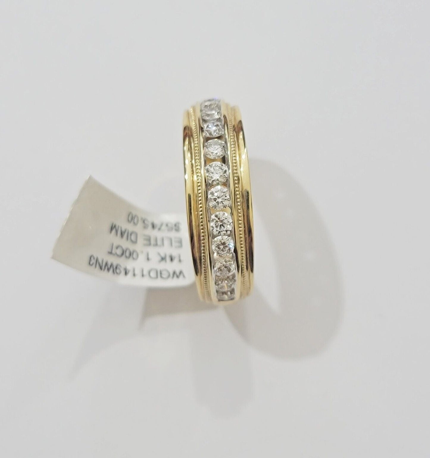 Solid 14k Yellow Gold Diamond Ring Men's Band 1CT Wedding Engagement, Genuine - Reva Jeweler