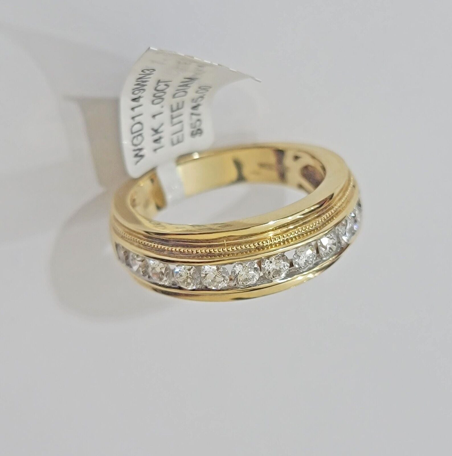 Solid 14k Yellow Gold Diamond Ring Men's Band 1CT Wedding Engagement, Genuine - Reva Jeweler