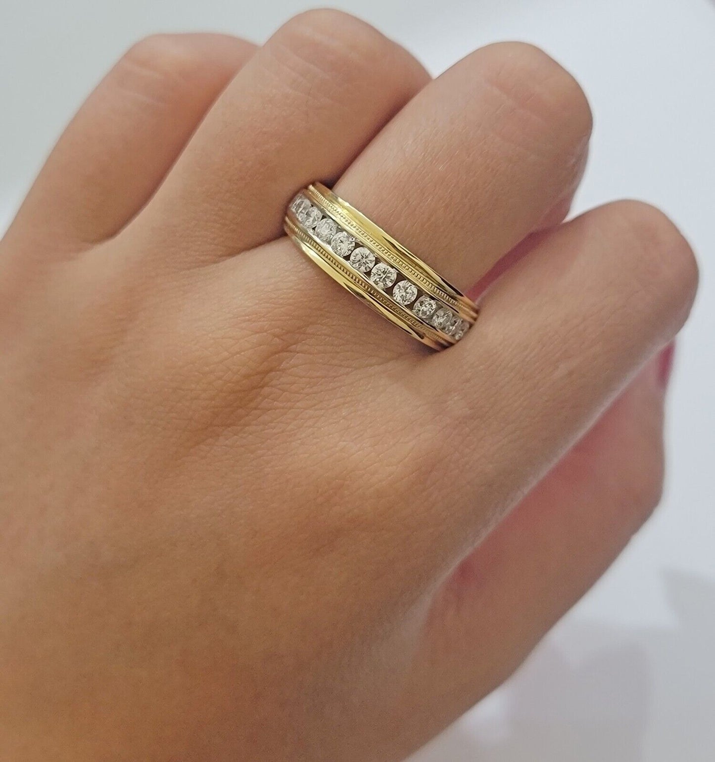 Solid 14k Yellow Gold Diamond Ring Men's Band 1CT Wedding Engagement, Genuine - Reva Jeweler