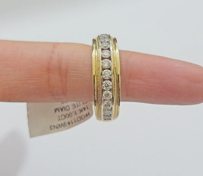 Solid 14k Yellow Gold Diamond Ring Men's Band 1CT Wedding Engagement Ring REAL - Reva Jeweler