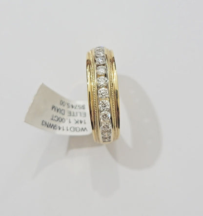 Solid 14k Yellow Gold Diamond Ring Men's Band 1CT Wedding Engagement Ring REAL - Reva Jeweler
