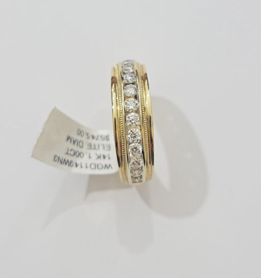 Solid 14k Yellow Gold Diamond Ring Men's Band 1CT Wedding Engagement Ring REAL - Reva Jeweler