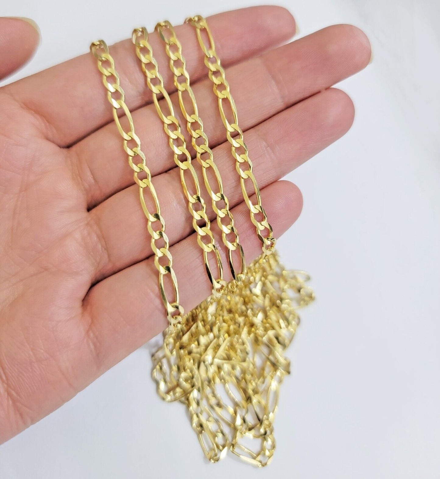 Solid 14k Yellow Gold Figaro chain Necklace 24 Inch 3.5mm Men's STRONG REAL 14kt - Reva Jeweler