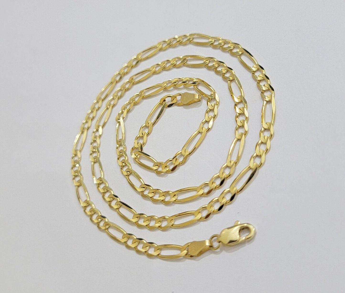 Solid 14k Yellow Gold Figaro chain Necklace 24 Inch 3.5mm Men's STRONG REAL 14kt - Reva Jeweler