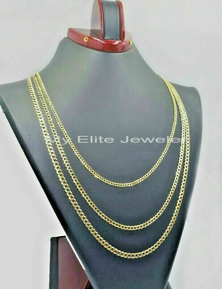 Solid 14K Yellow Gold Necklace Bracelet 3mm - 10mm Curb Chain Cuban Link 7" - 30" - Reva Jeweler