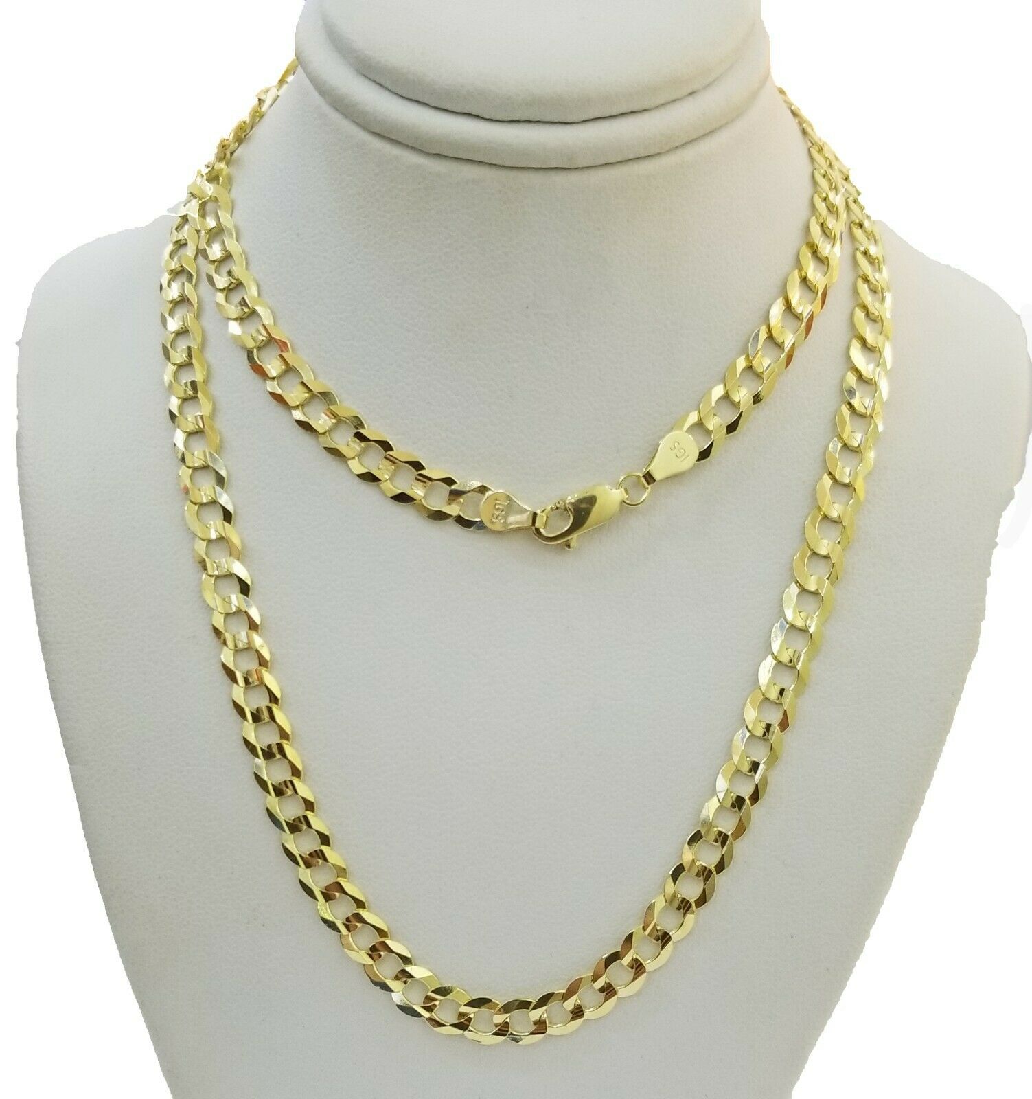 Solid 14K Yellow Gold Necklace Bracelet 3mm - 10mm Curb Chain Cuban Link 7" - 30" - Reva Jeweler