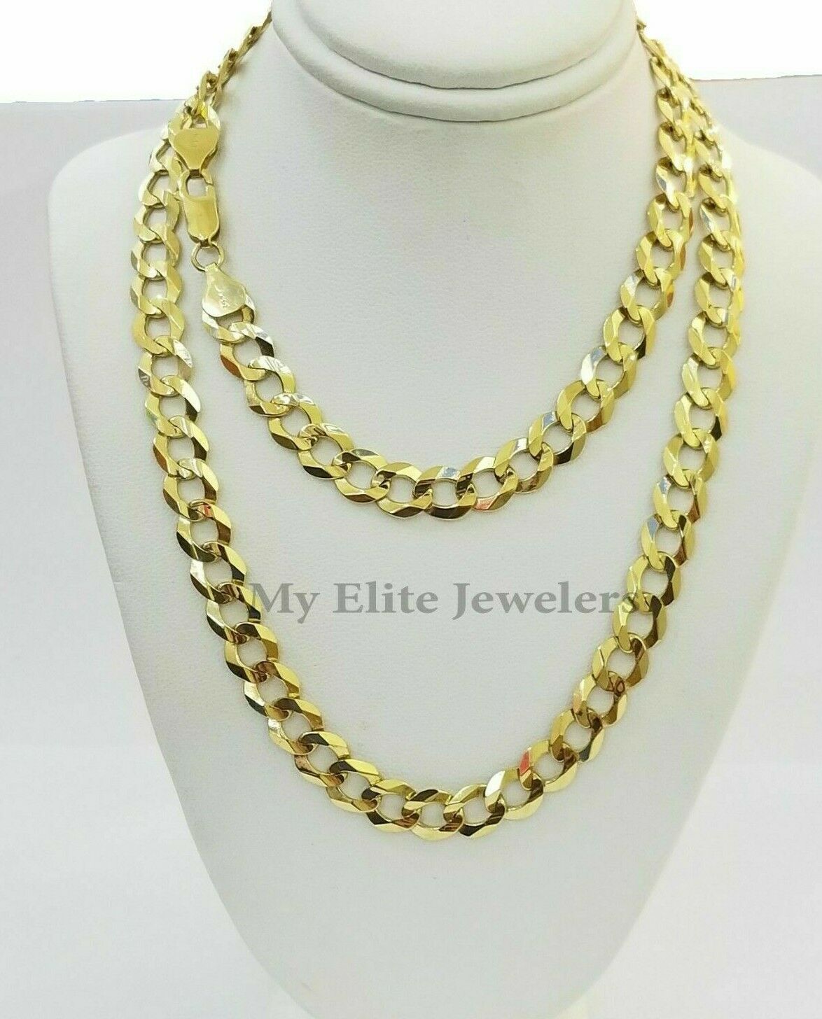 Solid 14K Yellow Gold Necklace Bracelet 3mm - 10mm Curb Chain Cuban Link 7" - 30" - Reva Jeweler