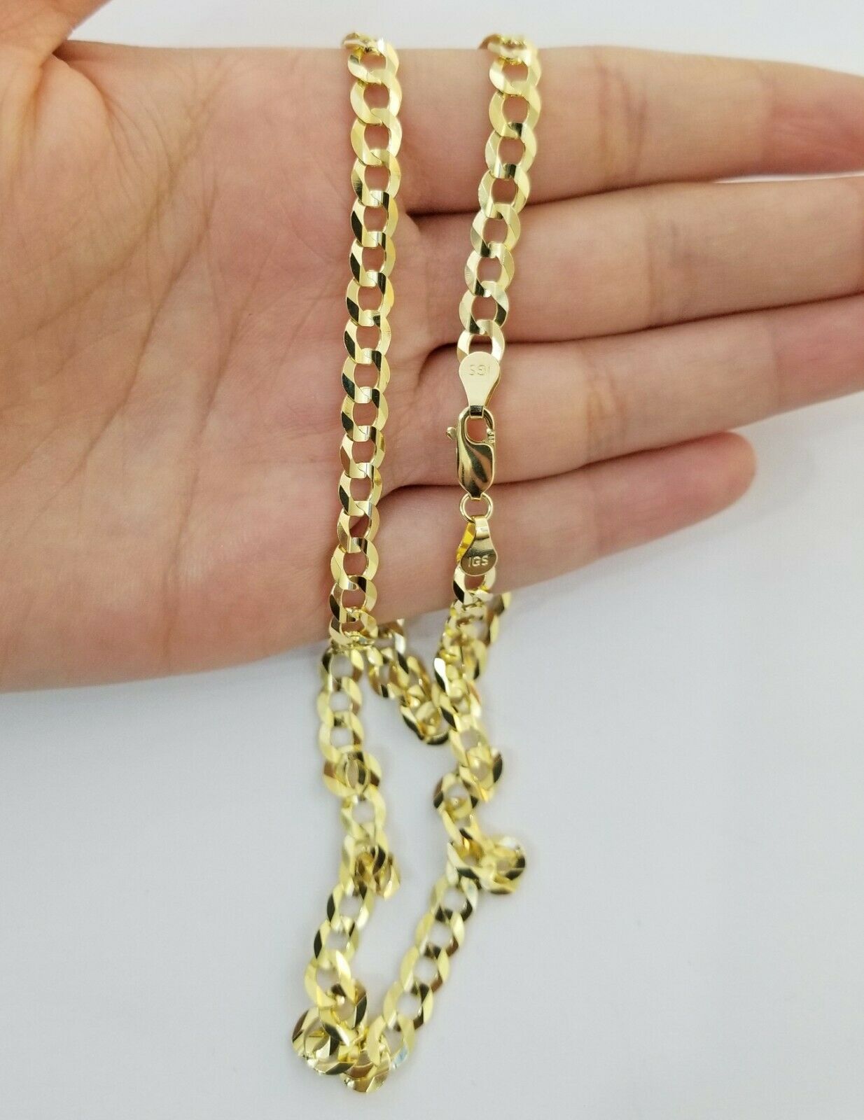 Solid 14K Yellow Gold Necklace Bracelet 3mm - 10mm Curb Chain Cuban Link 7" - 30" - Reva Jeweler