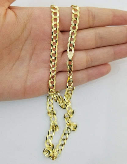 Solid 14K Yellow Gold Necklace Bracelet 3mm - 10mm Curb Chain Cuban Link 7" - 30" - Reva Jeweler